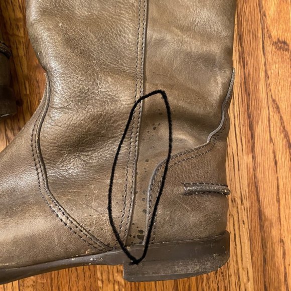 1937 Footwear Italy Women's Sz 6.5 Brown/Gra Leather Riding Tall Boots - Picture 3 of 11